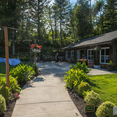 Restaurant exterior, path to the main entrance