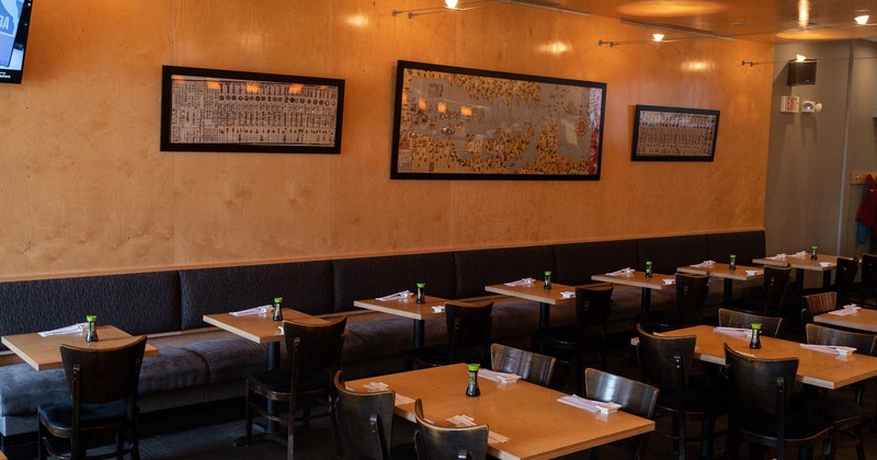 Diner area, tables and booths