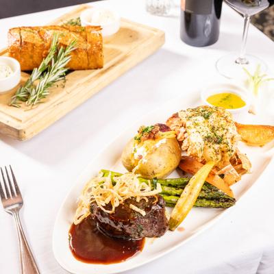 Served meals and red wine.