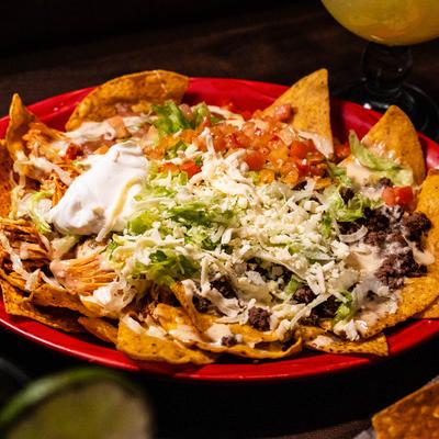 Loaded cheese nachos.