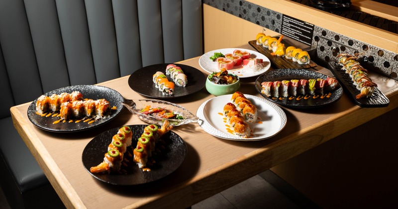 Various menu items served on the table