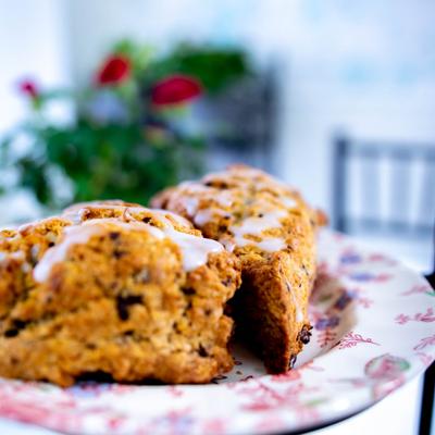 Irish soda bread scone, served.