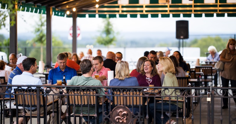 Exterior, patio full of guests