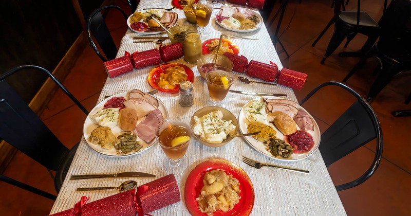Interior, a table with served meals