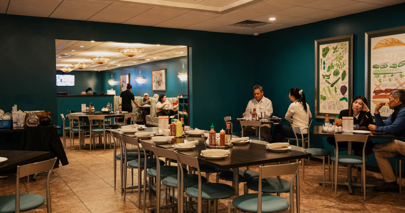 Interior, guests enjoying their food