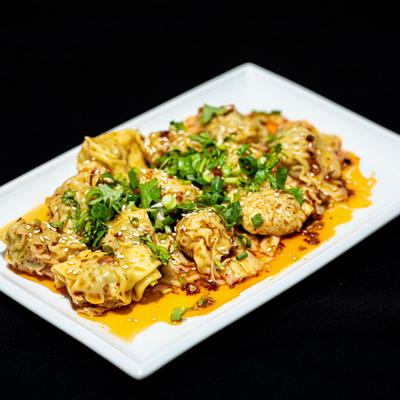 Szechuan steamed wontons.