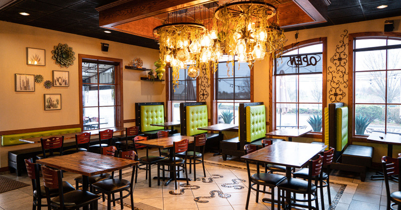 Interior, tables lined up