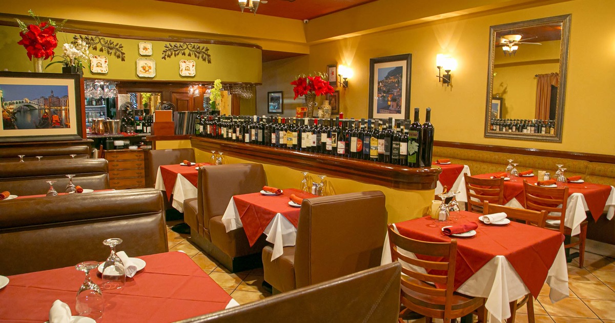 Dining area, set tables ready for guests