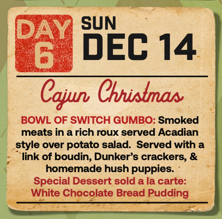 Daily specials for Sunday, December 14th