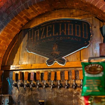 Beer dispensaries, wall decorations.