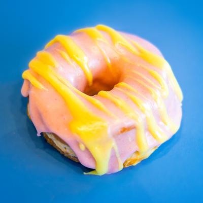 Strawberry and lemon iced donut.
