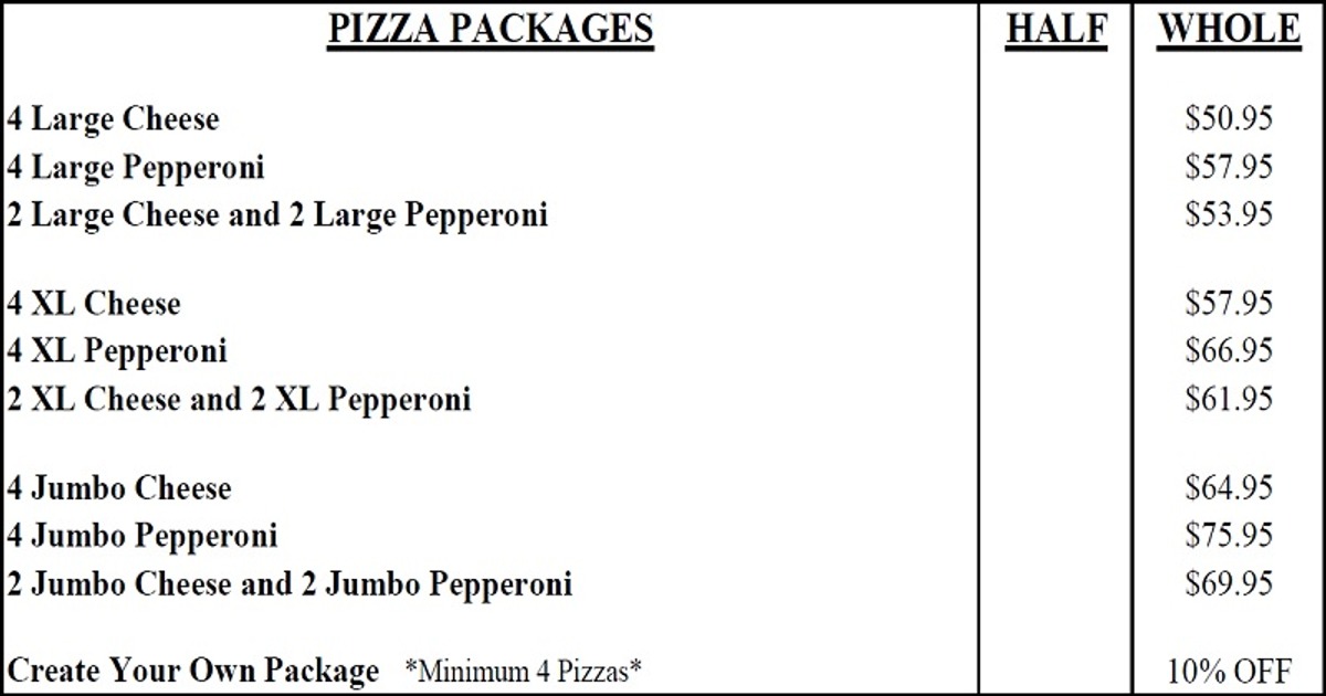 2026 Catering Pizzas
