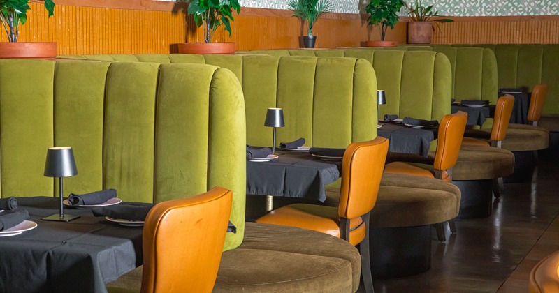 Green seating booths