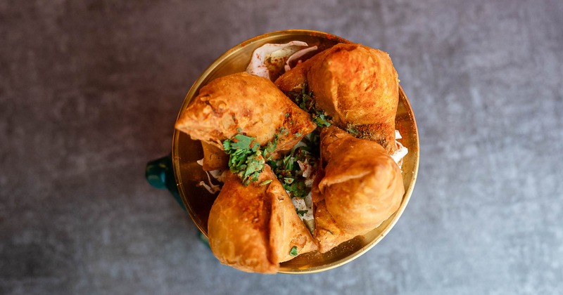 Aloo samosas, top view