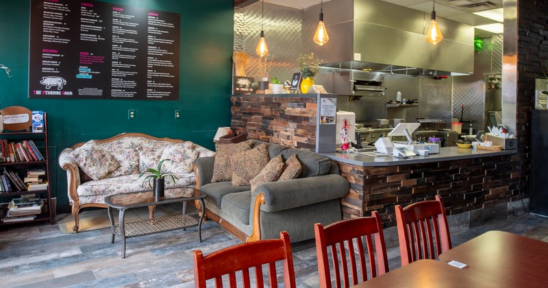 Interior space, lounge seating area near the order counter