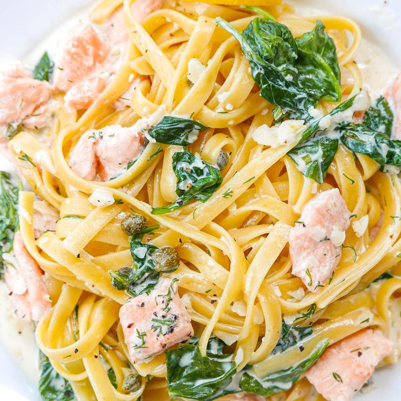 Salmon and Spinach Fettuccine photo