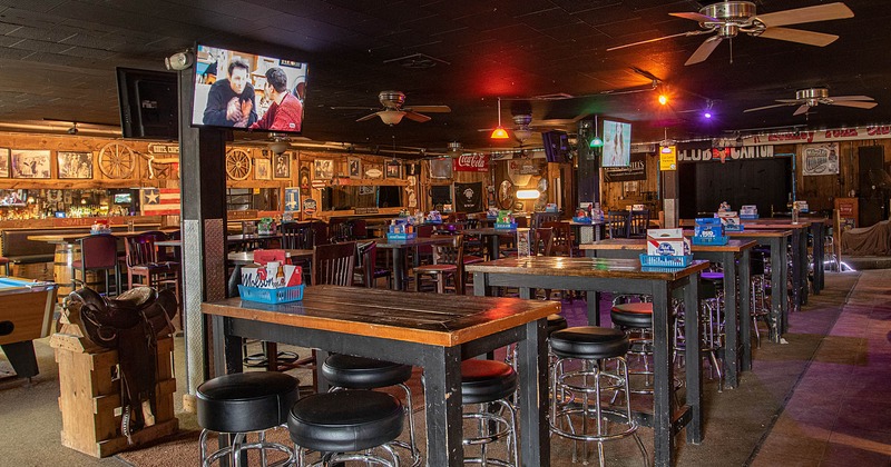 Interior, bar tables and stools