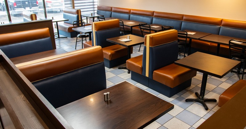 Diner area, booths, top view