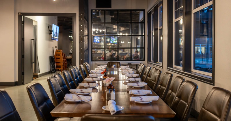 Interior, a long table with tableware