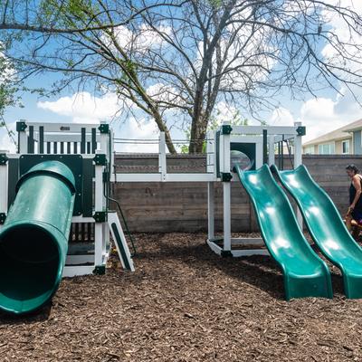 Outdoor playscape at Progress Coffee + Beer.
