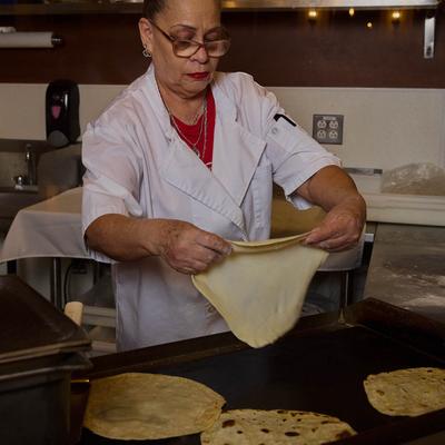 Chef making tortillas