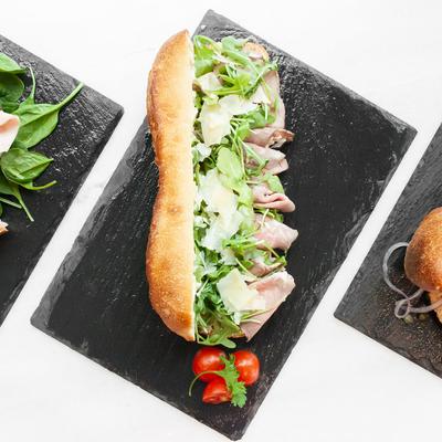 Parmesan, arugula, and ham sandwich.