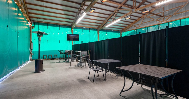 Interior, chairs, tables and bench seats