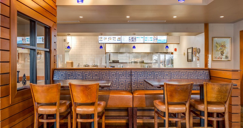 Seating booth, tall tables and bar stools