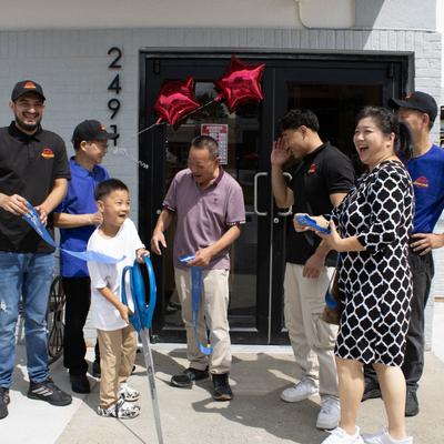 Restaurant ribbon cutting ceremony.