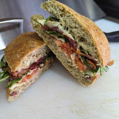 BLT sandwich on Italian rosemary bread.