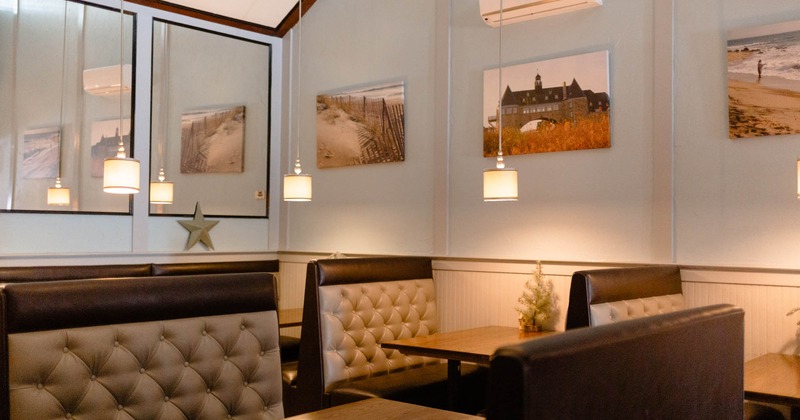 Dining booths and tables with chairs