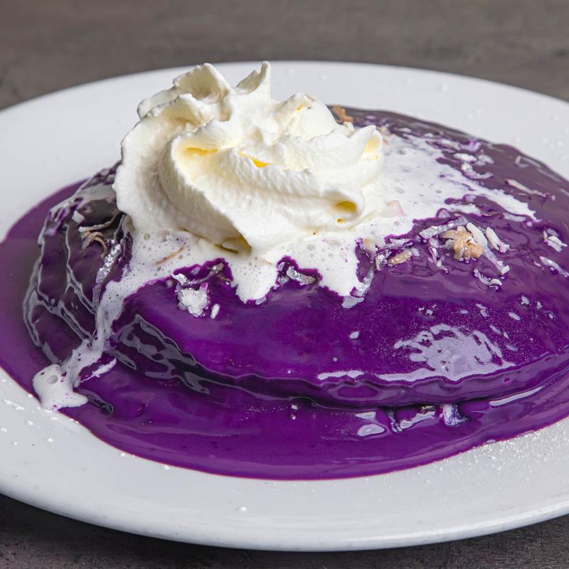 menu item 2 of 70, Ube & Coconut 'N Cream Pancakes