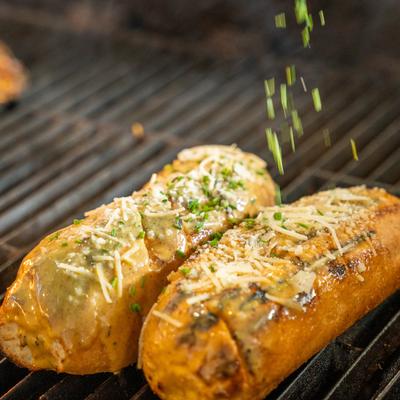 Garlic Bread on a grill.