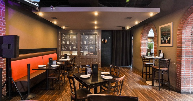 Interior, dining area with tables set for guests