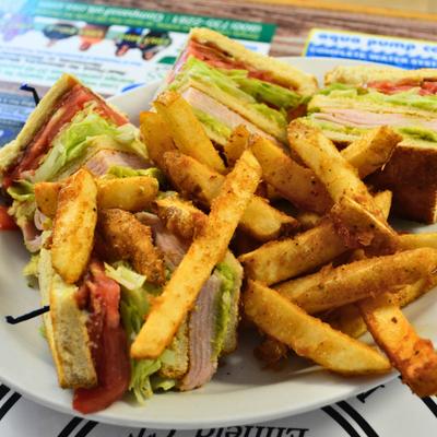 Fries and Club Sandwiches.
