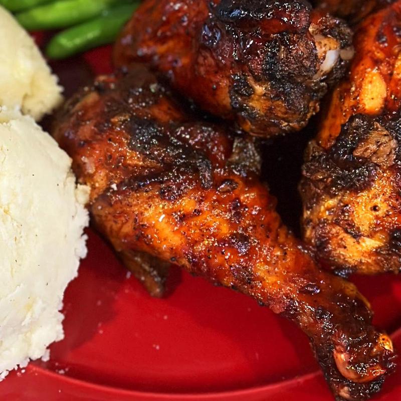 BBQ Chicken w/ Baked Beans,  Corn on  the Cob, Coleslaw photo