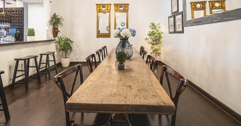 Long table ready for guests