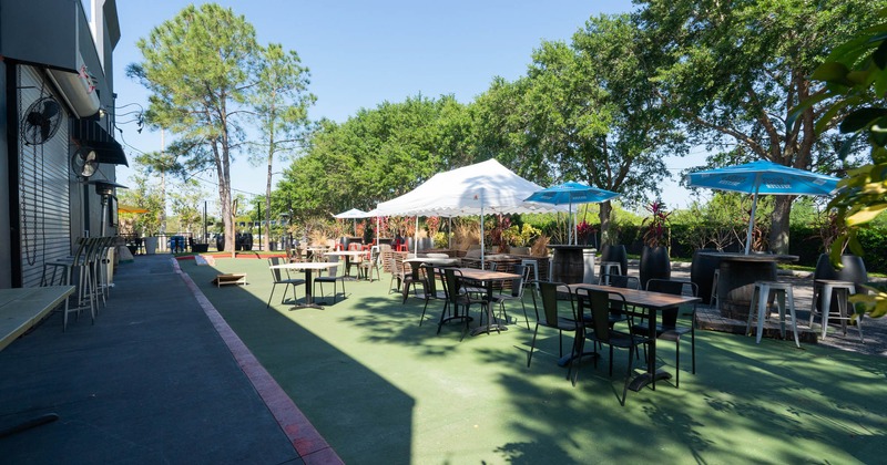 Exterior, garden, tables and chairs on the lawn