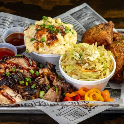 Mix Chicken Plate, sides of Sauteed Cabbage N Carrots, mac n cheese.