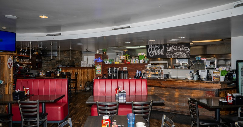 Interior space, dining area and order counter