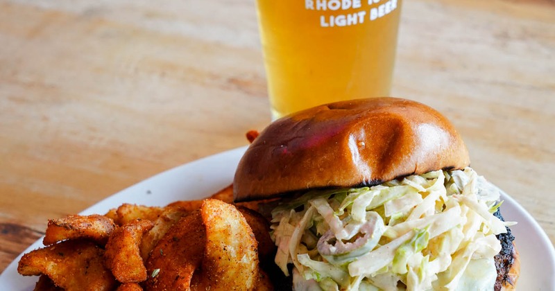 Cajun Burger with beer