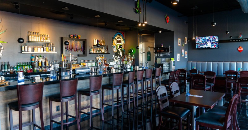 Interior, the bar and tables