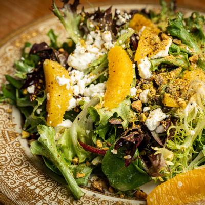 Roasted beet and goat cheese salad.