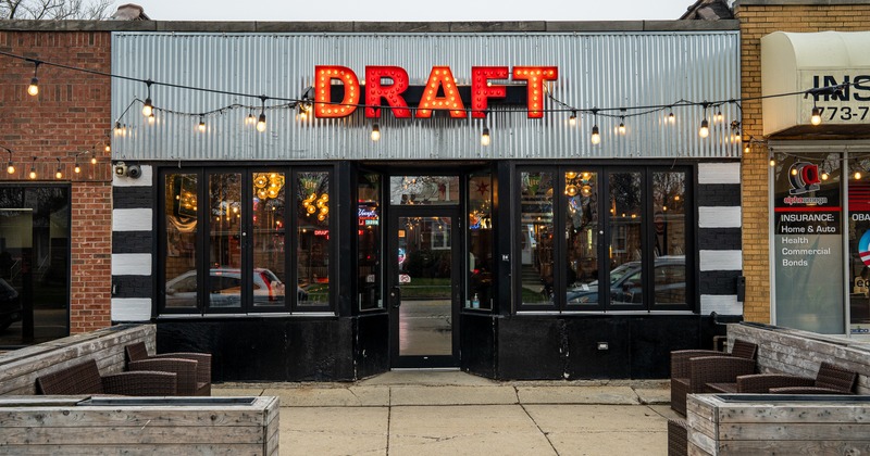 Exterior, front of bar, entrance