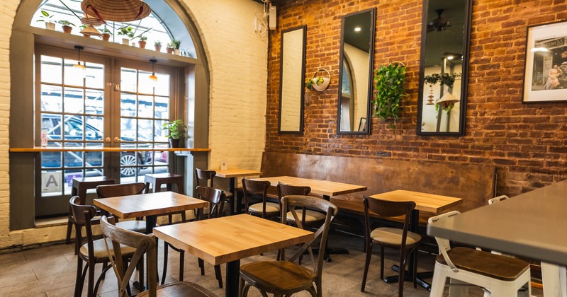 Interior, tables ready for guests