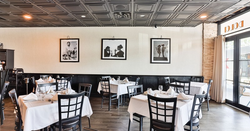 Interior space, dining room with set tables