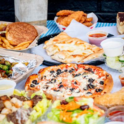 Assorted dishes displayed on a table.