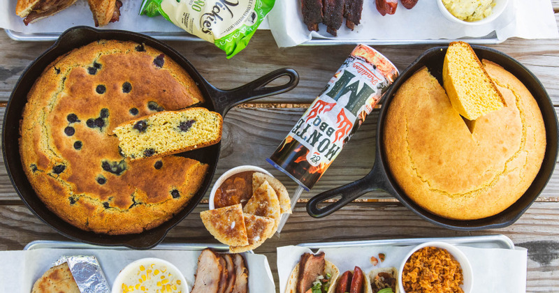 An assortment of dishes on the table, top view