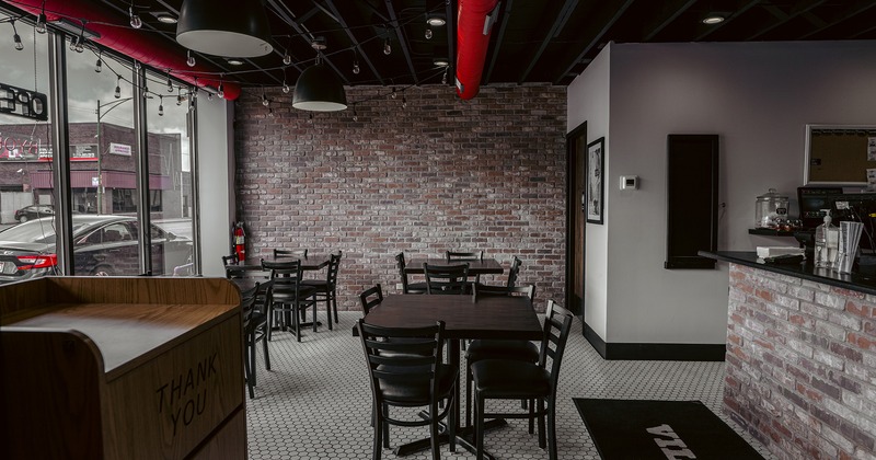 Interior, seating area, dining tables