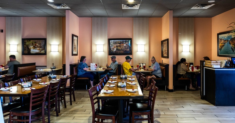 Interior, tables and chairs